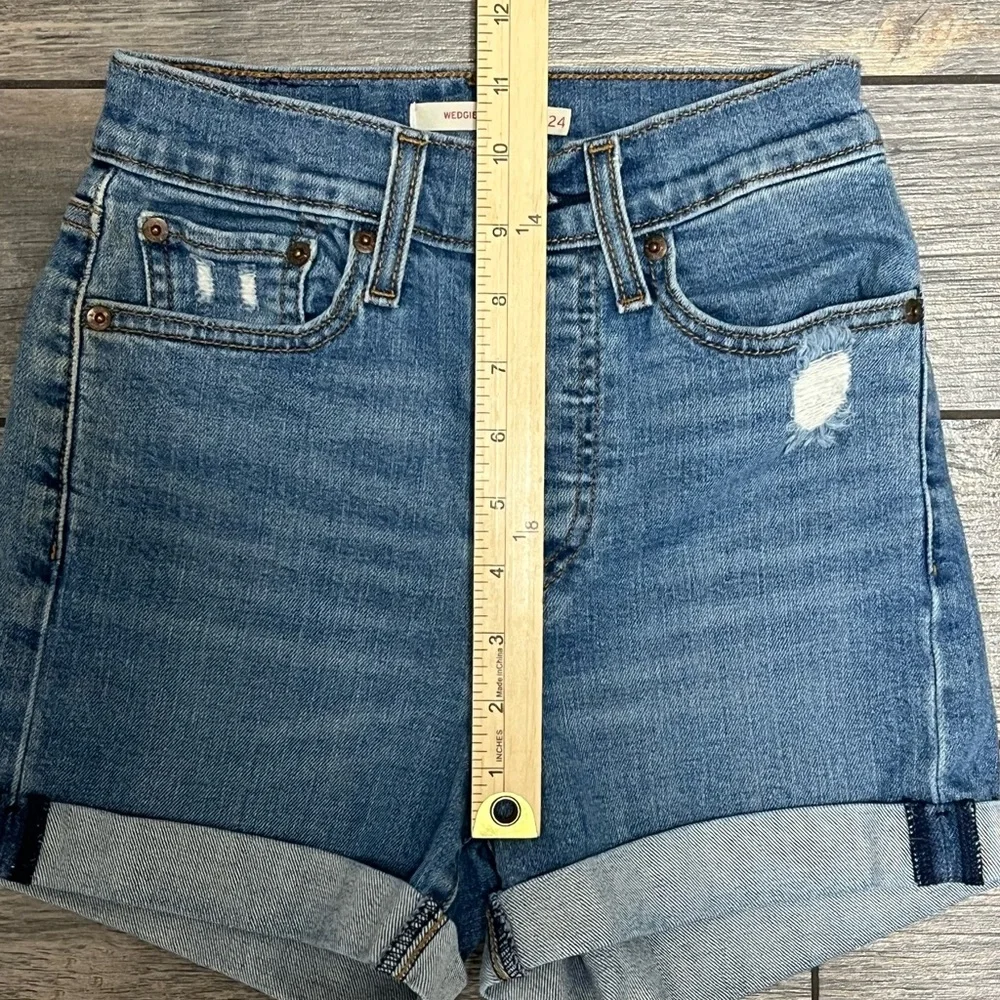 Levi’s High Rise Wedgie Short Size 24 Button Fly Cuffed Stretch - Picture 8 of 16